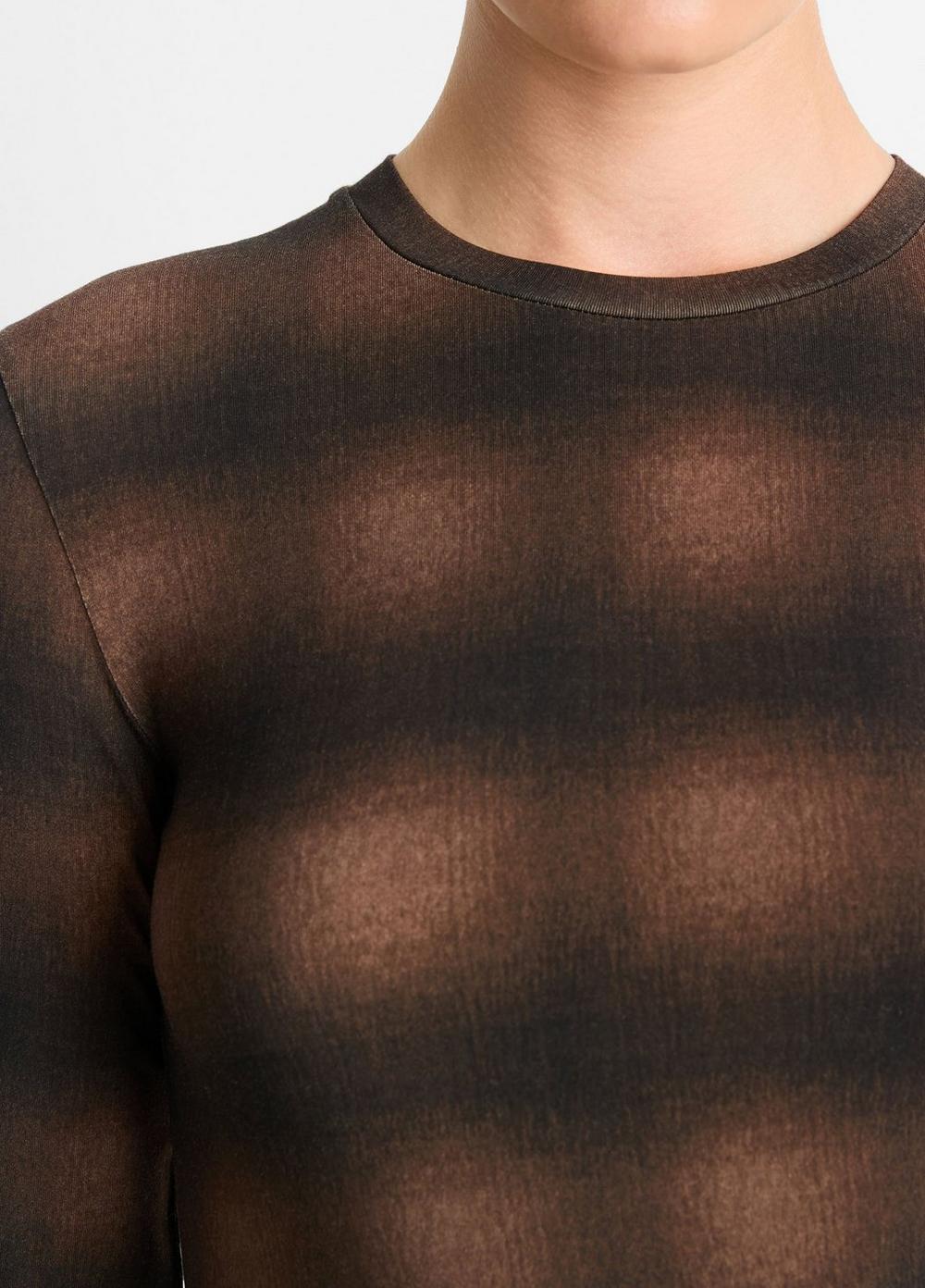 Draped Long-Sleeve Crew Neck Top