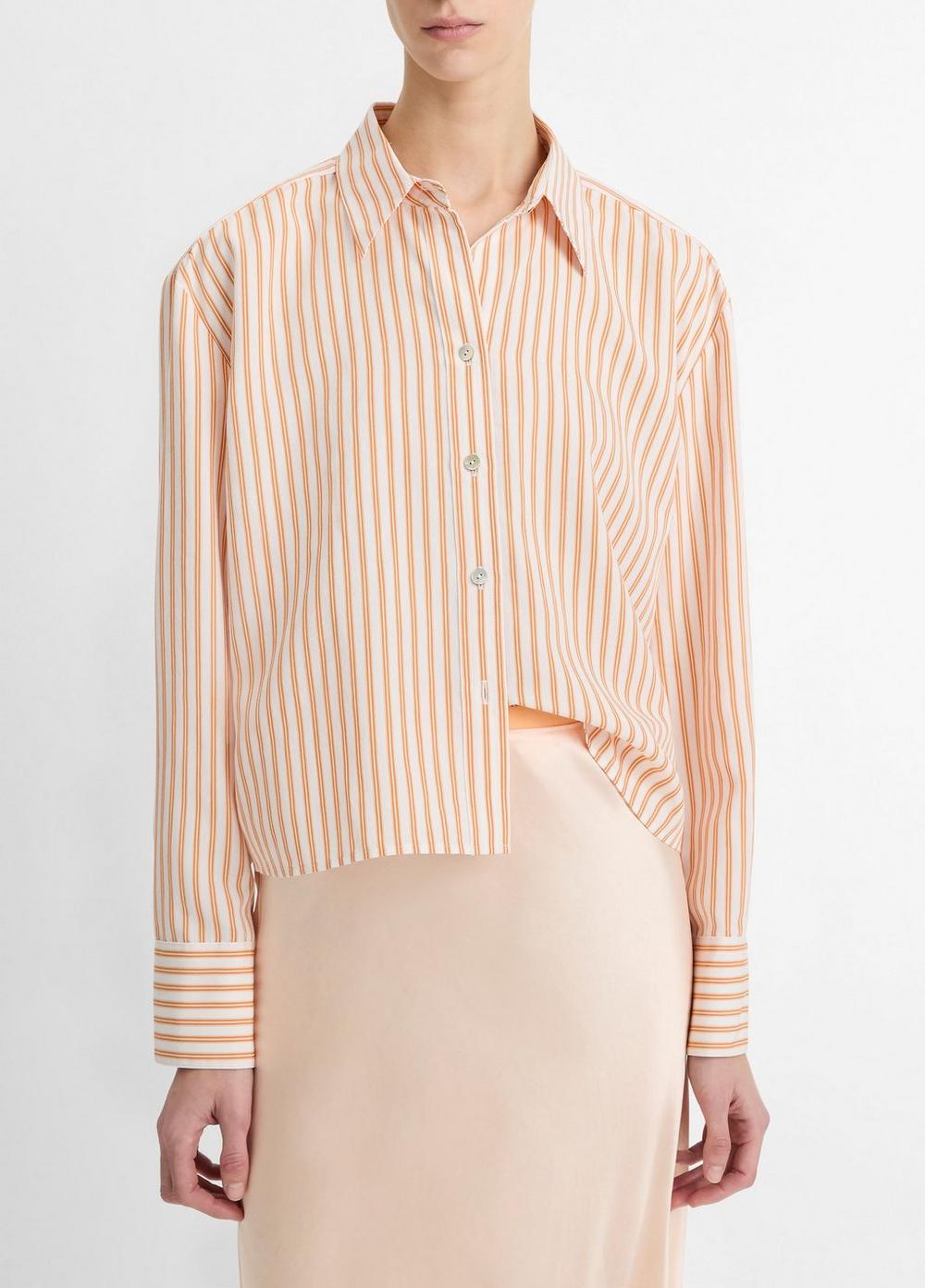 Till Stripe Cropped Button-Front Shirt
