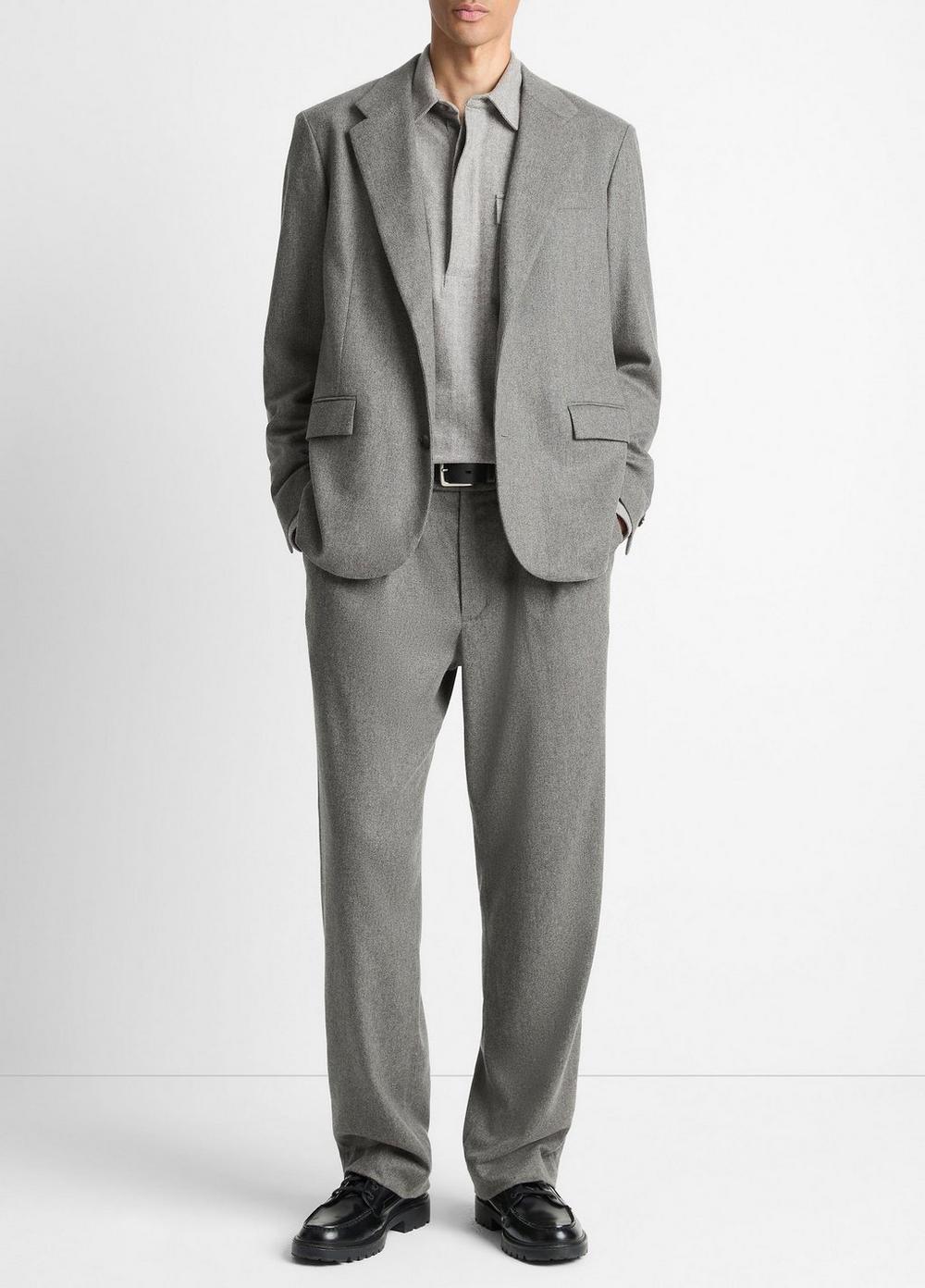Italian Wool-Blend Flannel Double-Pleated Trouser