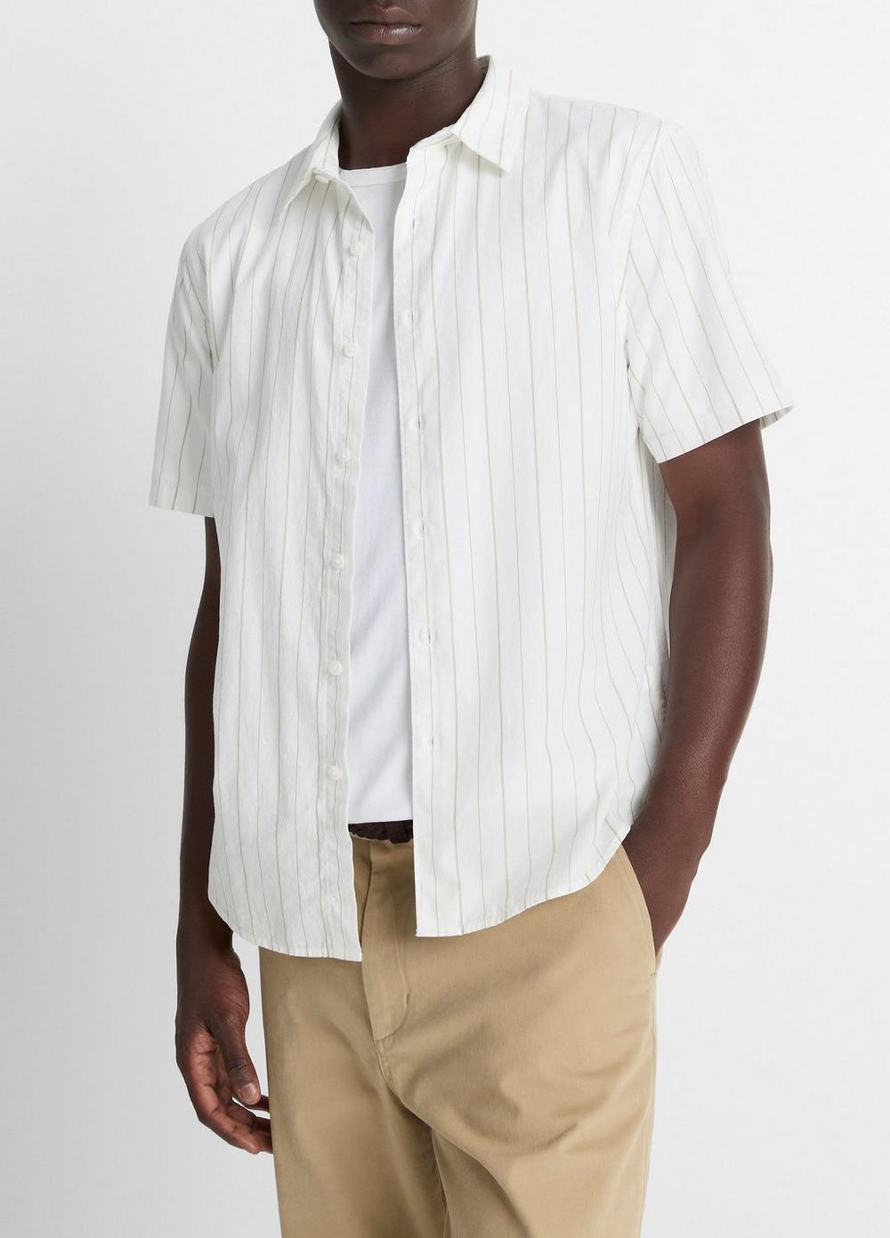 Chatsworth Stripe Cotton Short-Sleeve Button-Front Shirt