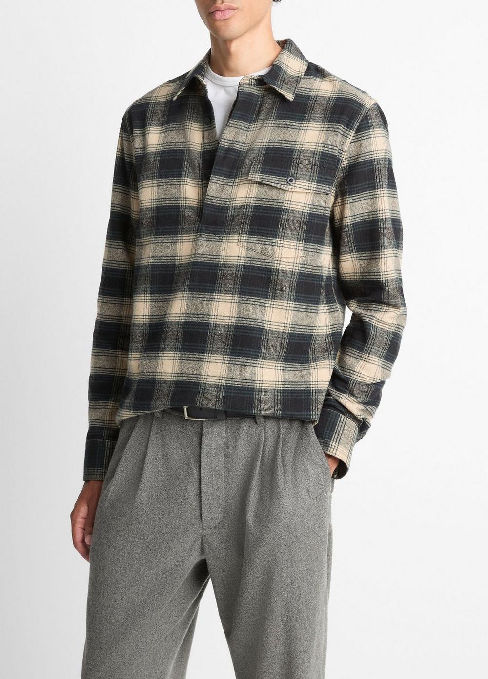 Bowden Plaid Cotton Popover Shirt