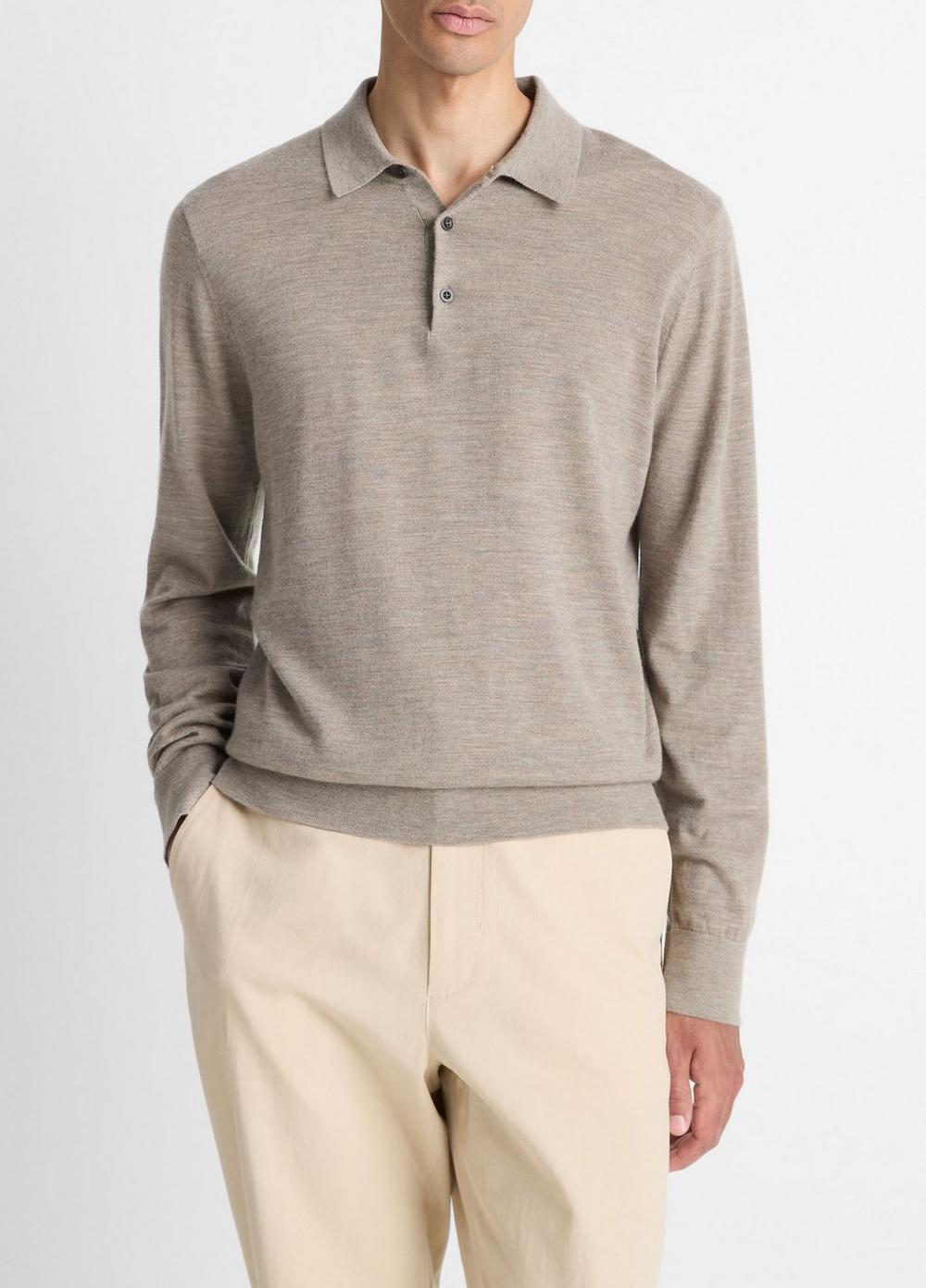Featherweight Merino Wool-Cashmere Polo Sweater