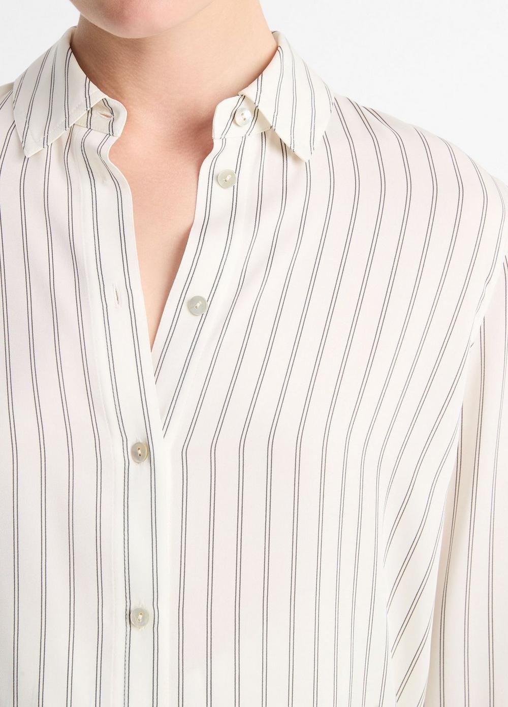 Striped Stretch-Silk Slim-Fit Blouse