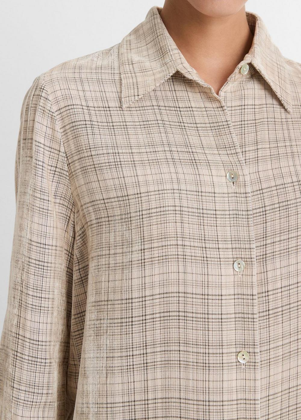 Textured Plaid Button-Front Shirt