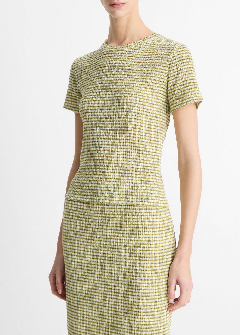 Checked Smocked T-Shirt
