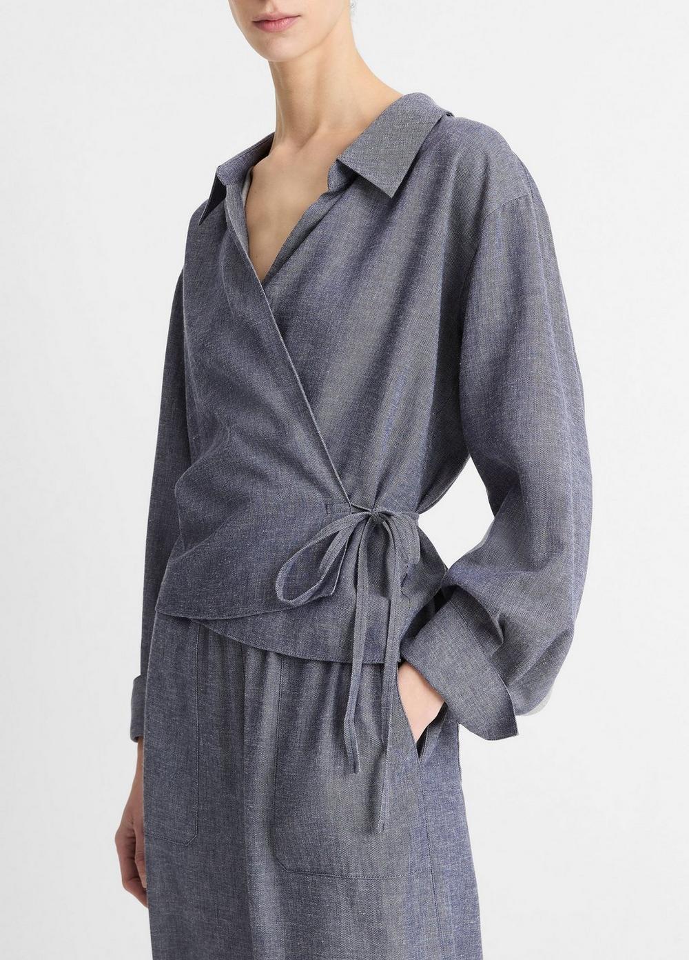 Collared Wrap Top