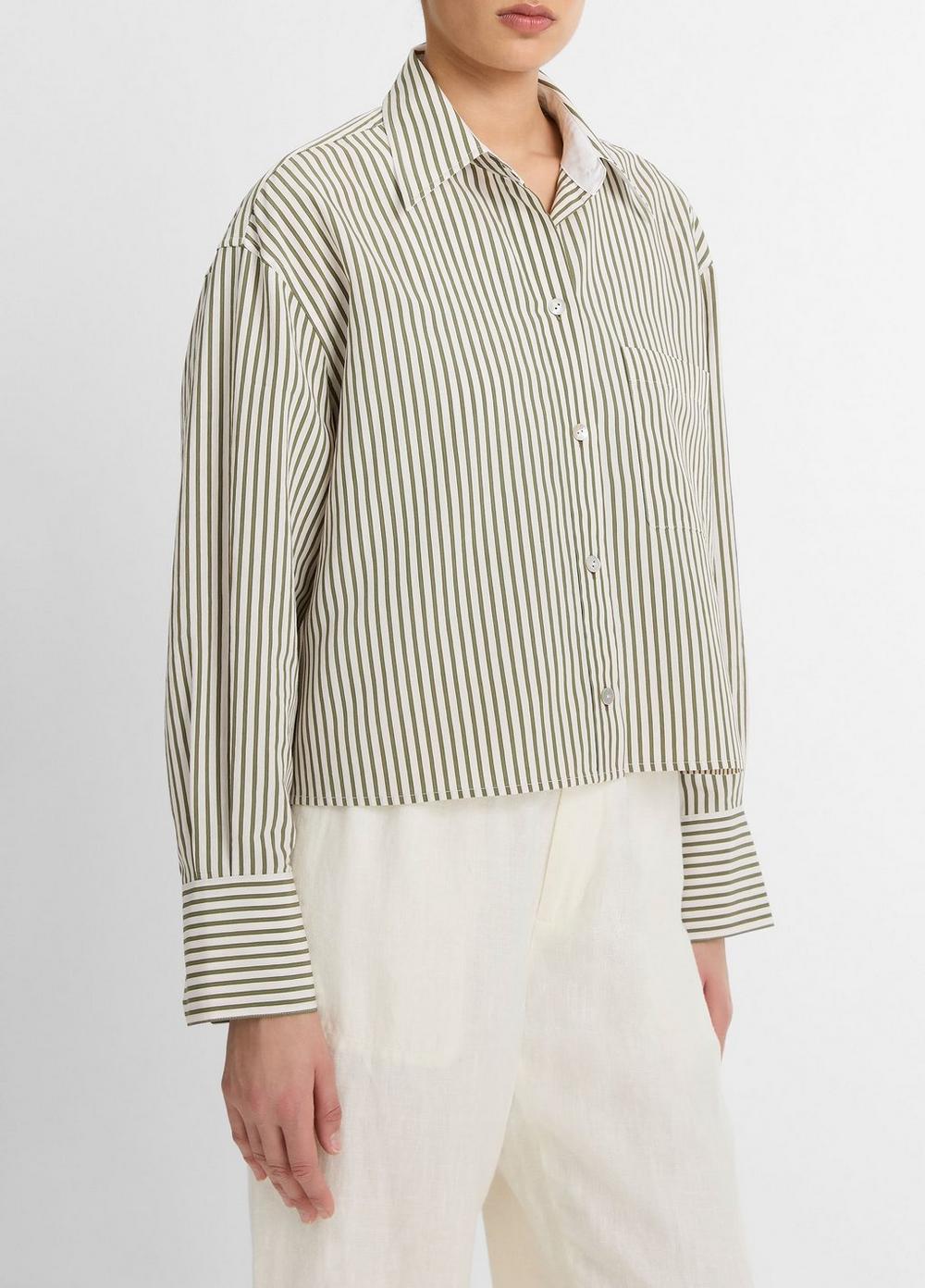 Till Stripe Cropped Button-Front Shirt