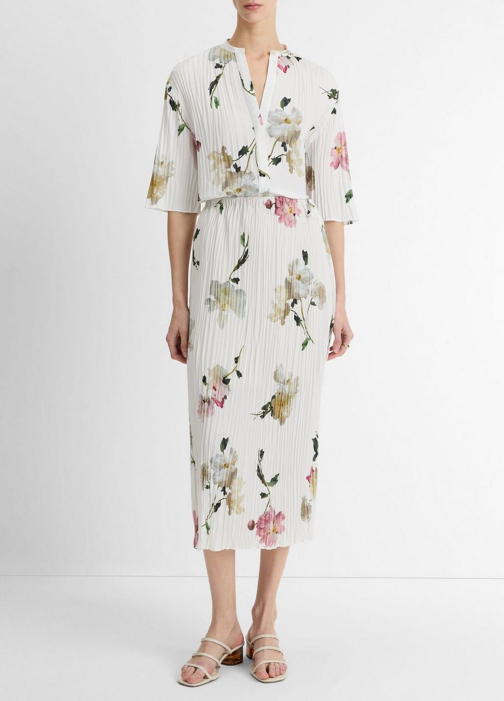 Wilted Peony Pleated Side-Tie Skirt