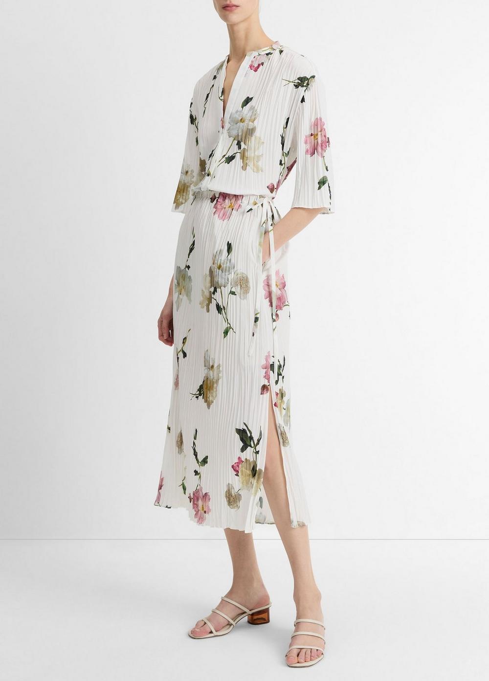 Wilted Peony Pleated Side-Tie Skirt