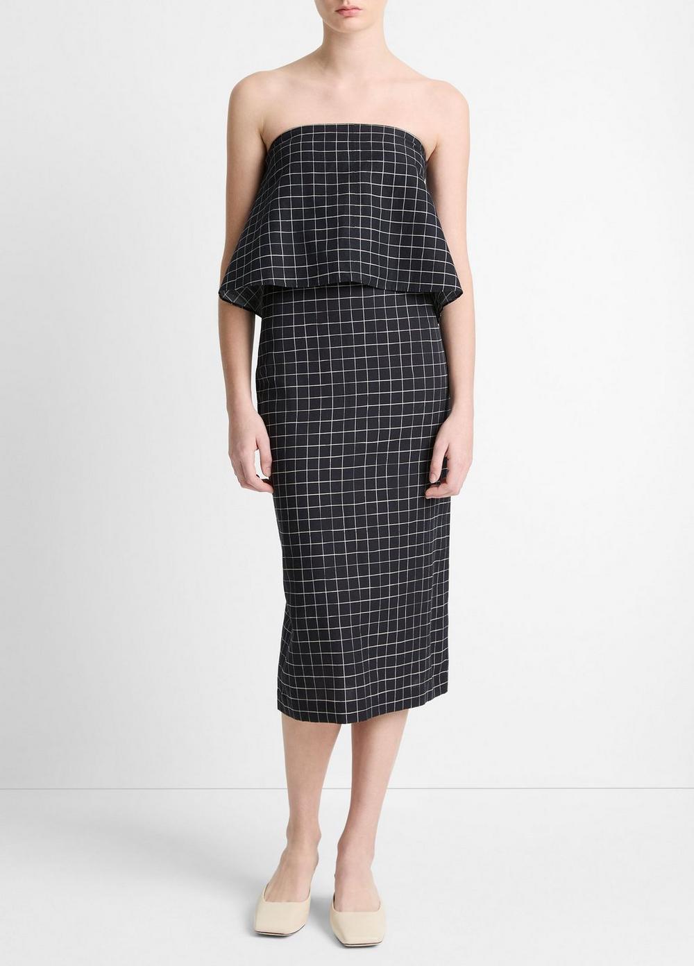 Trellis Plaid Cotton-Blend Pencil Skirt