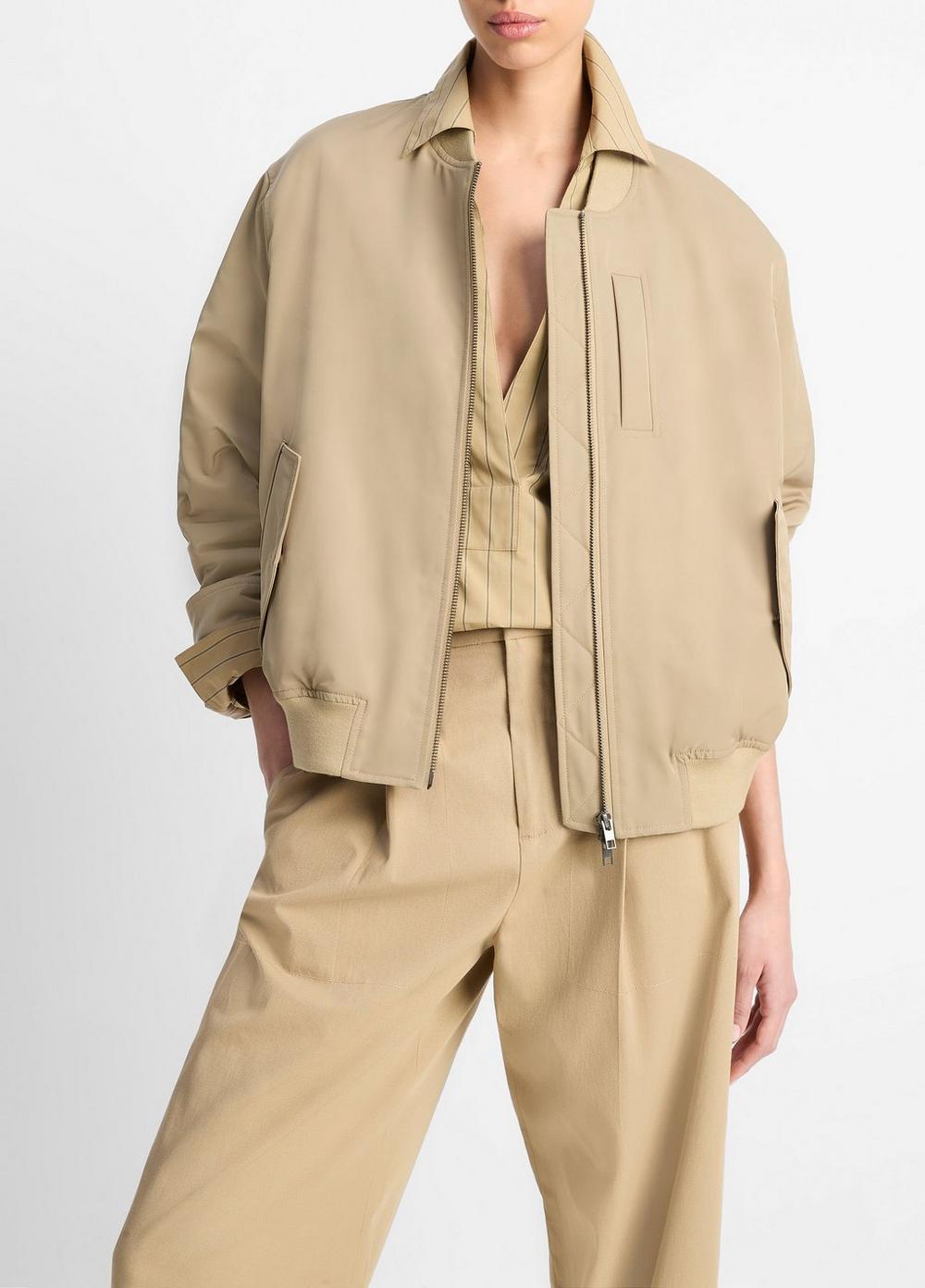 Relaxed Tech-Fabric Bomber Jacket