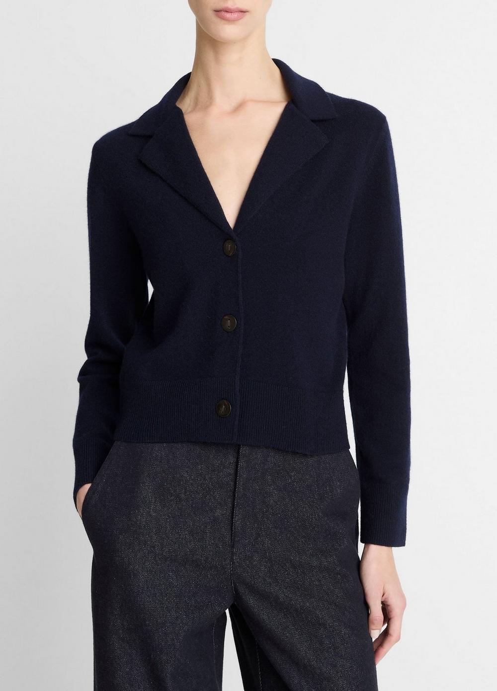 Wool & Cashmere-Blend Lapel Cardigan