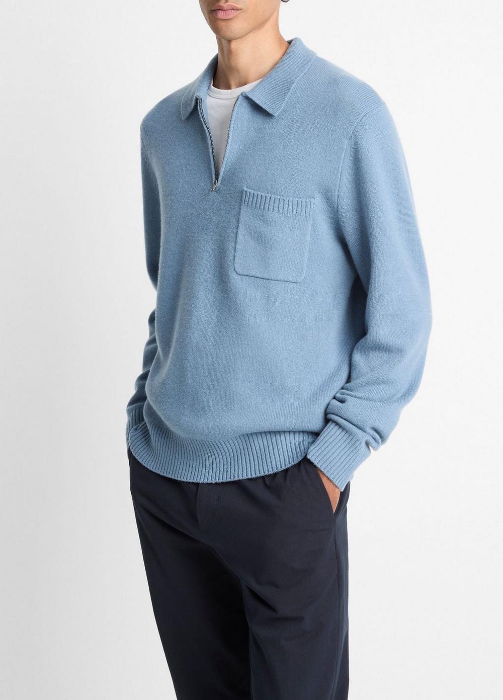 Wool & Cashmere-Blend Quarter-Zip Polo Sweater