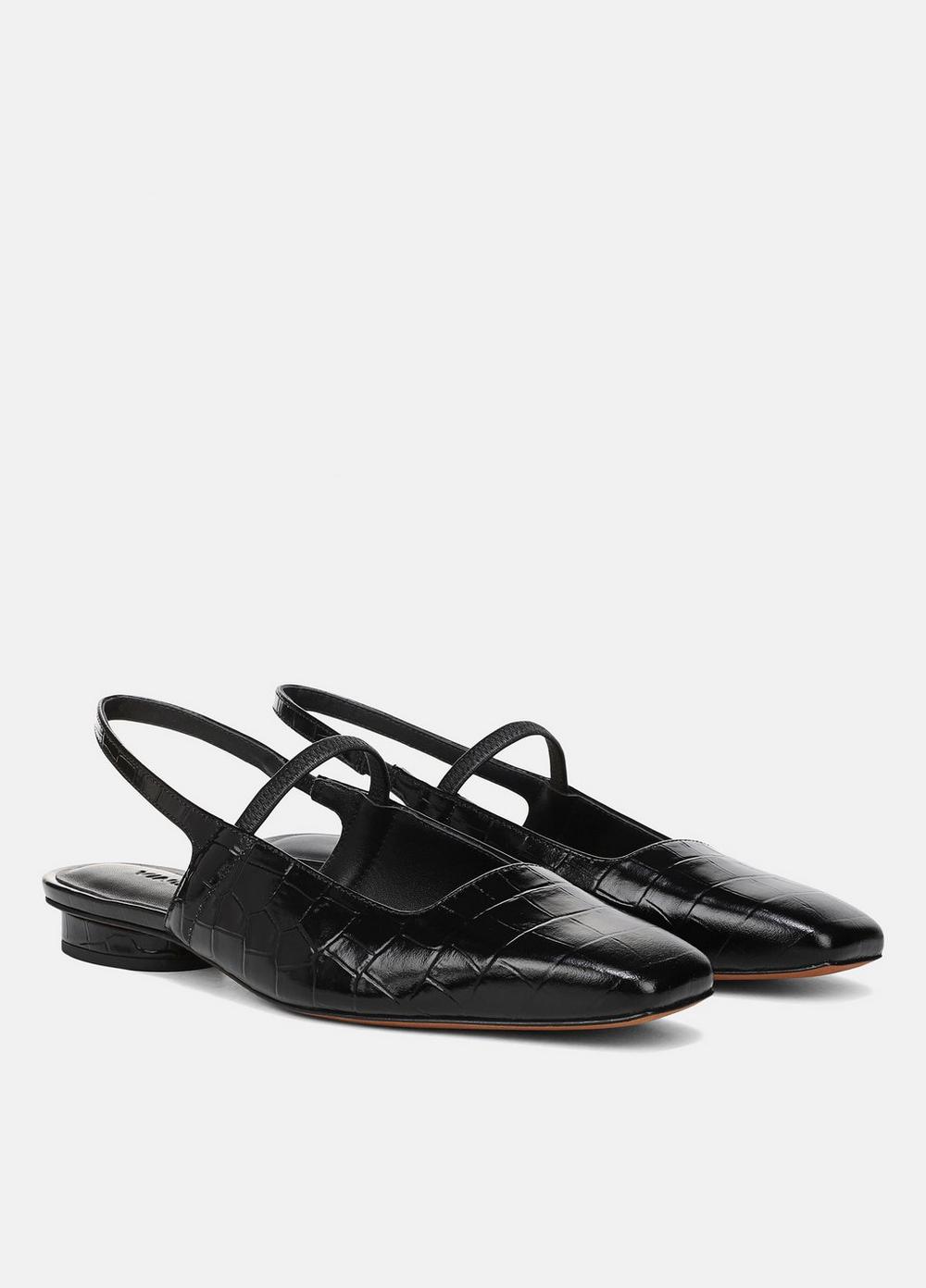 Venice Croc-Embossed Leather Slingback Flat