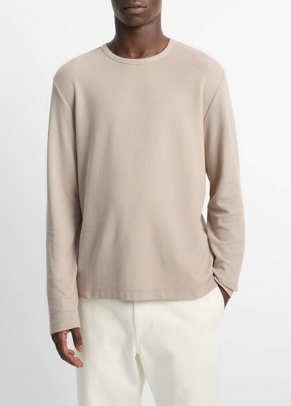 Pima Cotton PiquÃ© Long-Sleeve T-Shirt