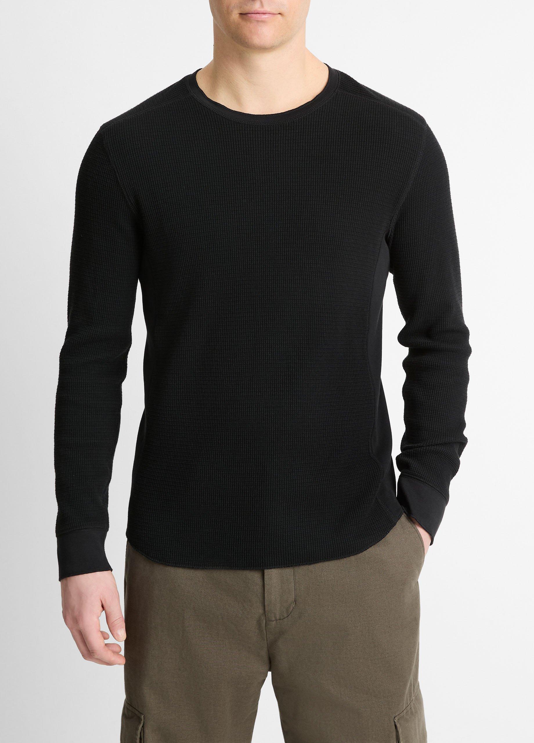 Pima Cotton-Blend Thermal Long-Sleeve Pullover