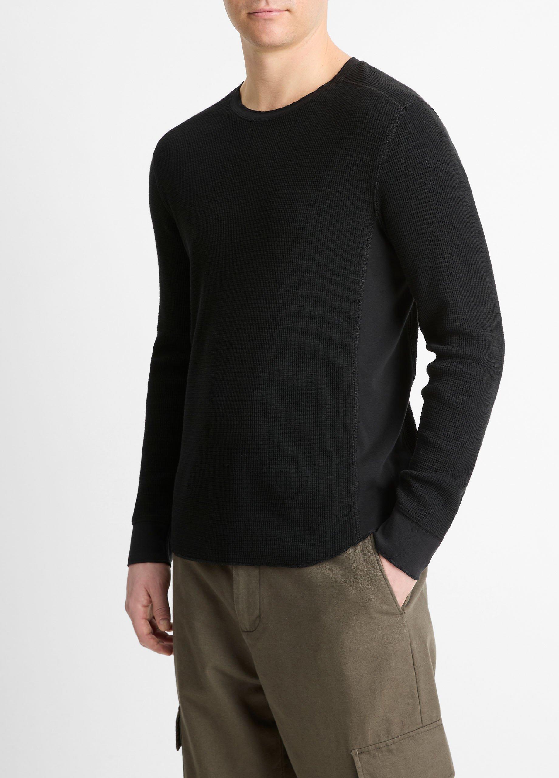 Pima Cotton-Blend Thermal Long-Sleeve Pullover