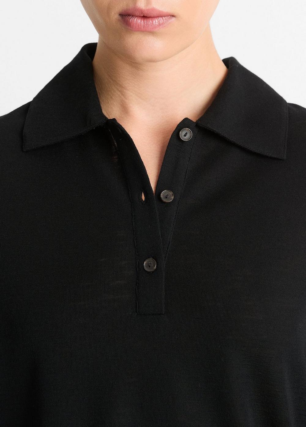 Wool Relaxed Long-Sleeve Polo Shirt