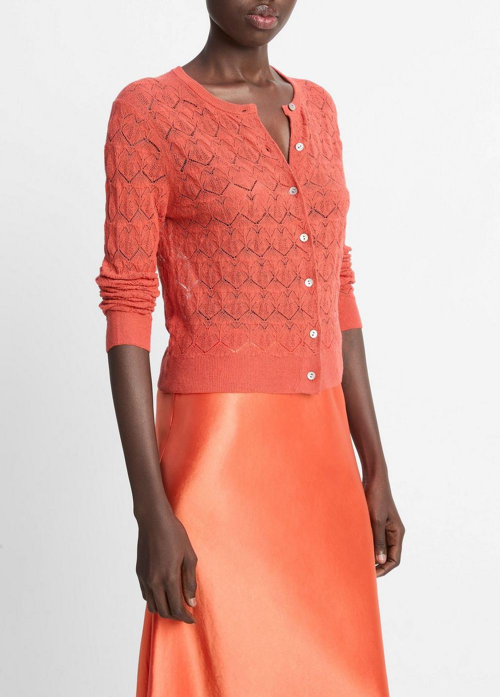Lace-Stitch Cotton Cardigan