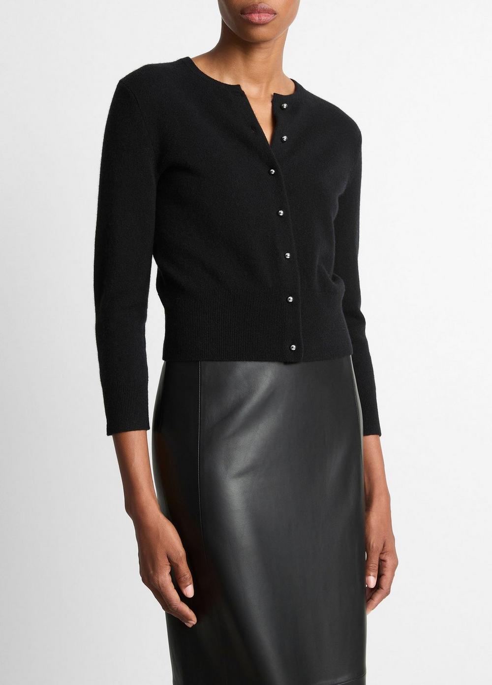 Metal-Button Wool & Cashmere-Blend Cardigan