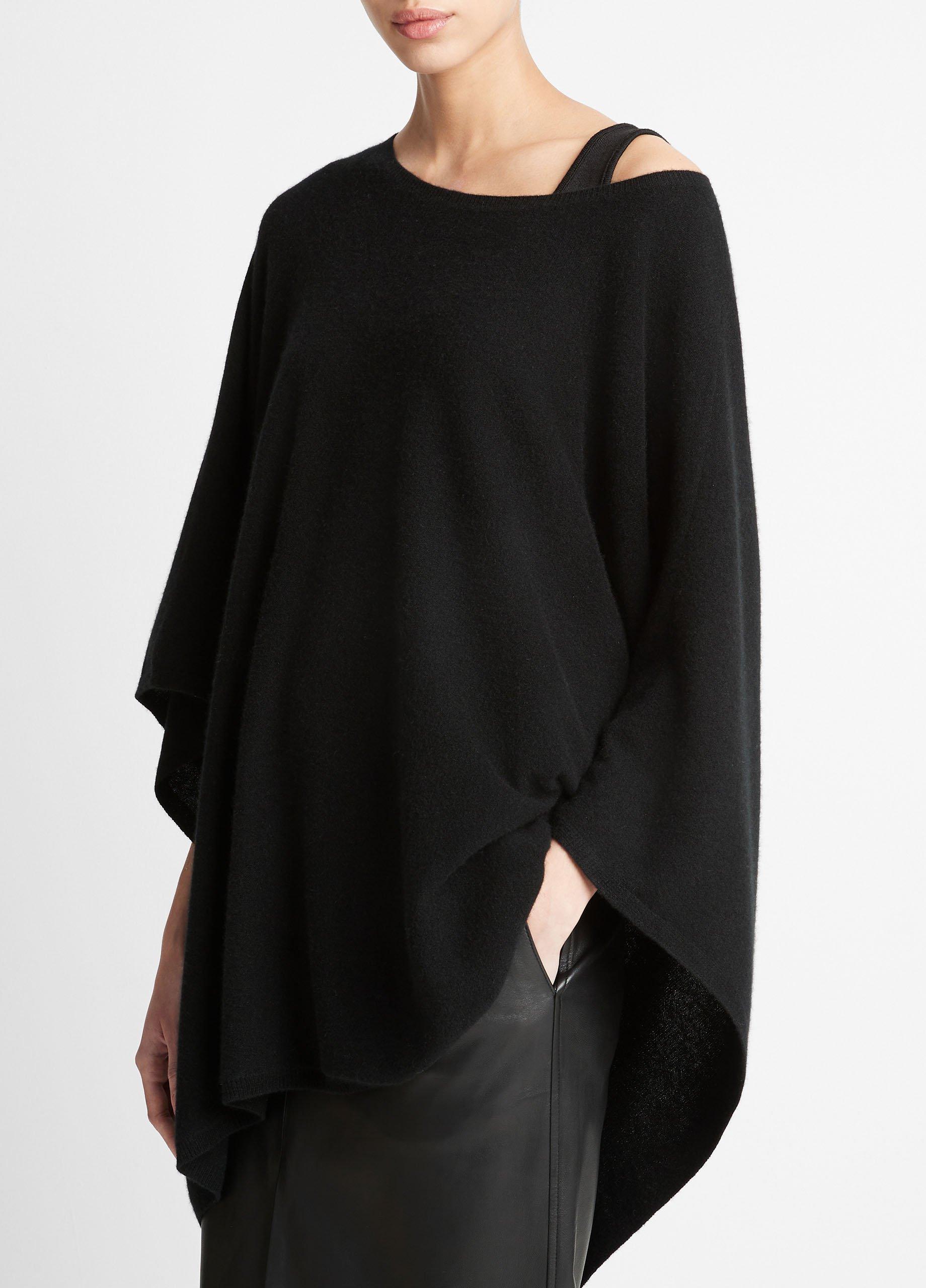 Reverse-Jersey Cashmere Boat-Neck Poncho