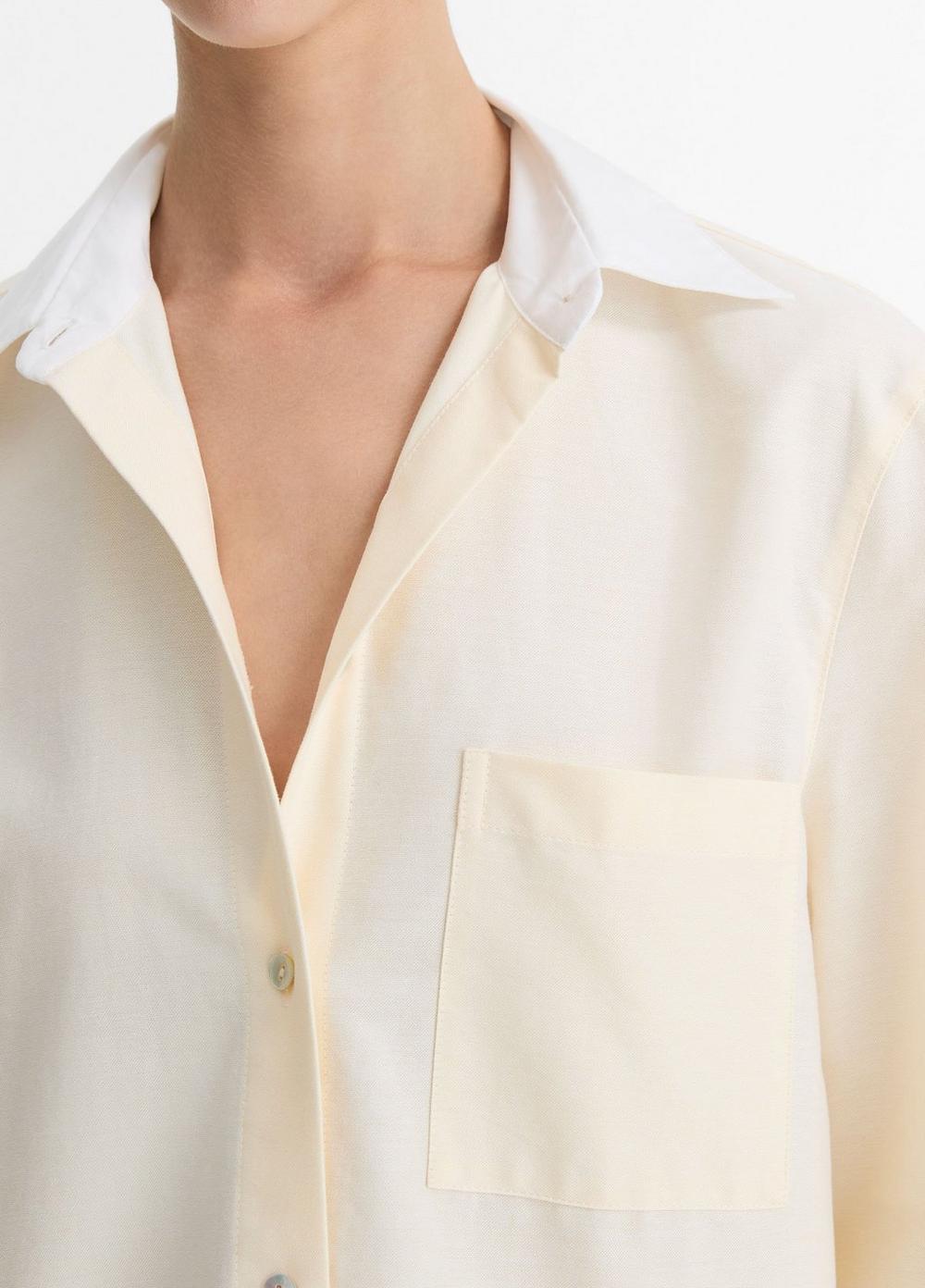 Contrast-Collar Cotton Oxford Shirt