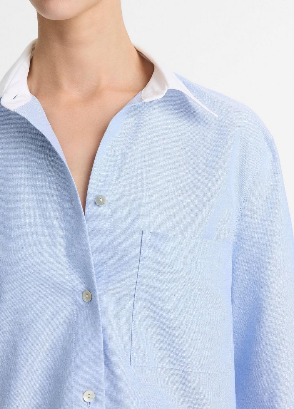 Contrast-Collar Cotton Oxford Shirt