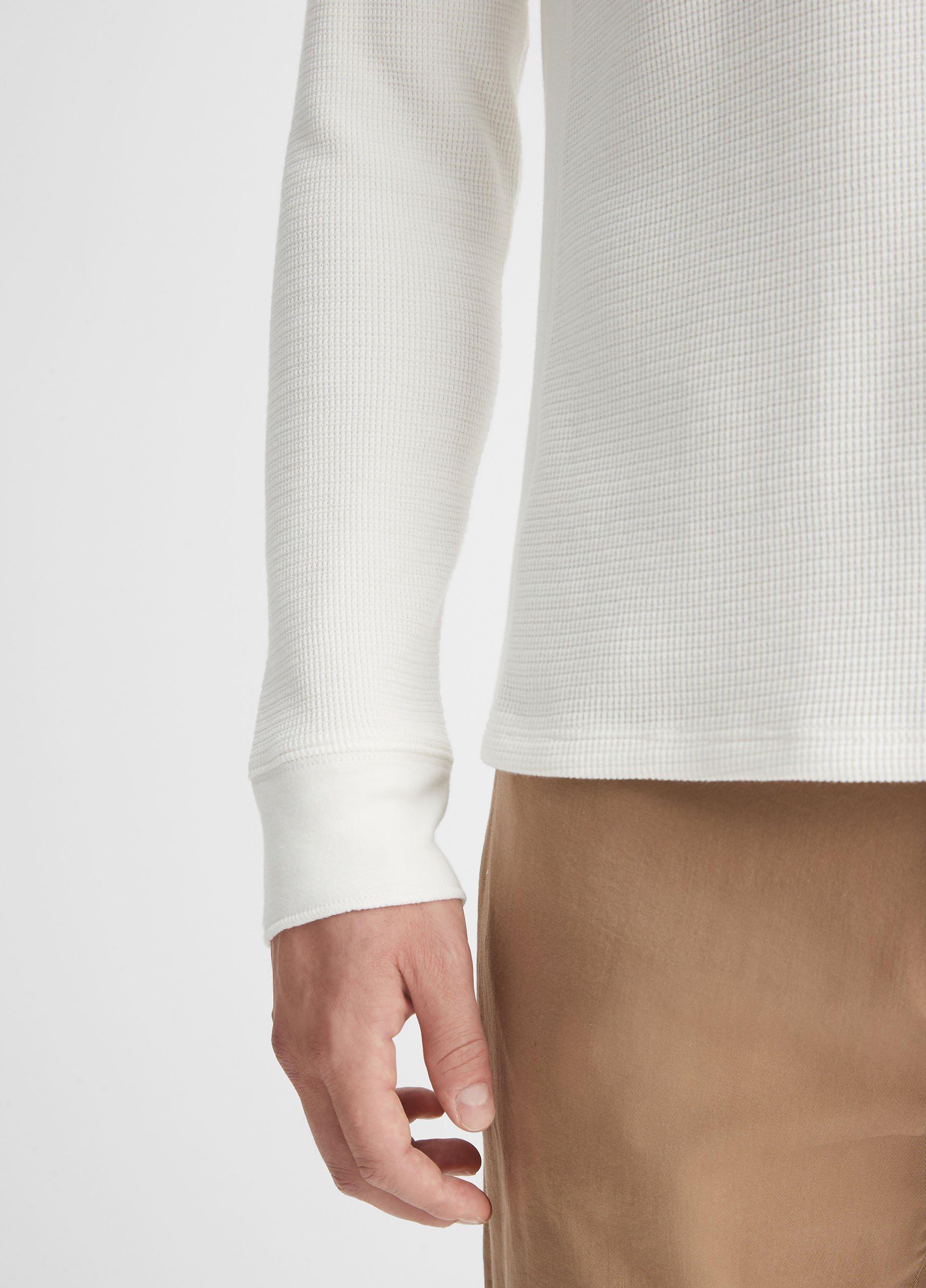 Pima Cotton-Blend Thermal Long-Sleeve Pullover