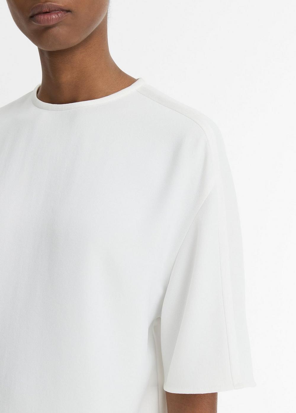 Satin-Trimmed Crepe T-Shirt