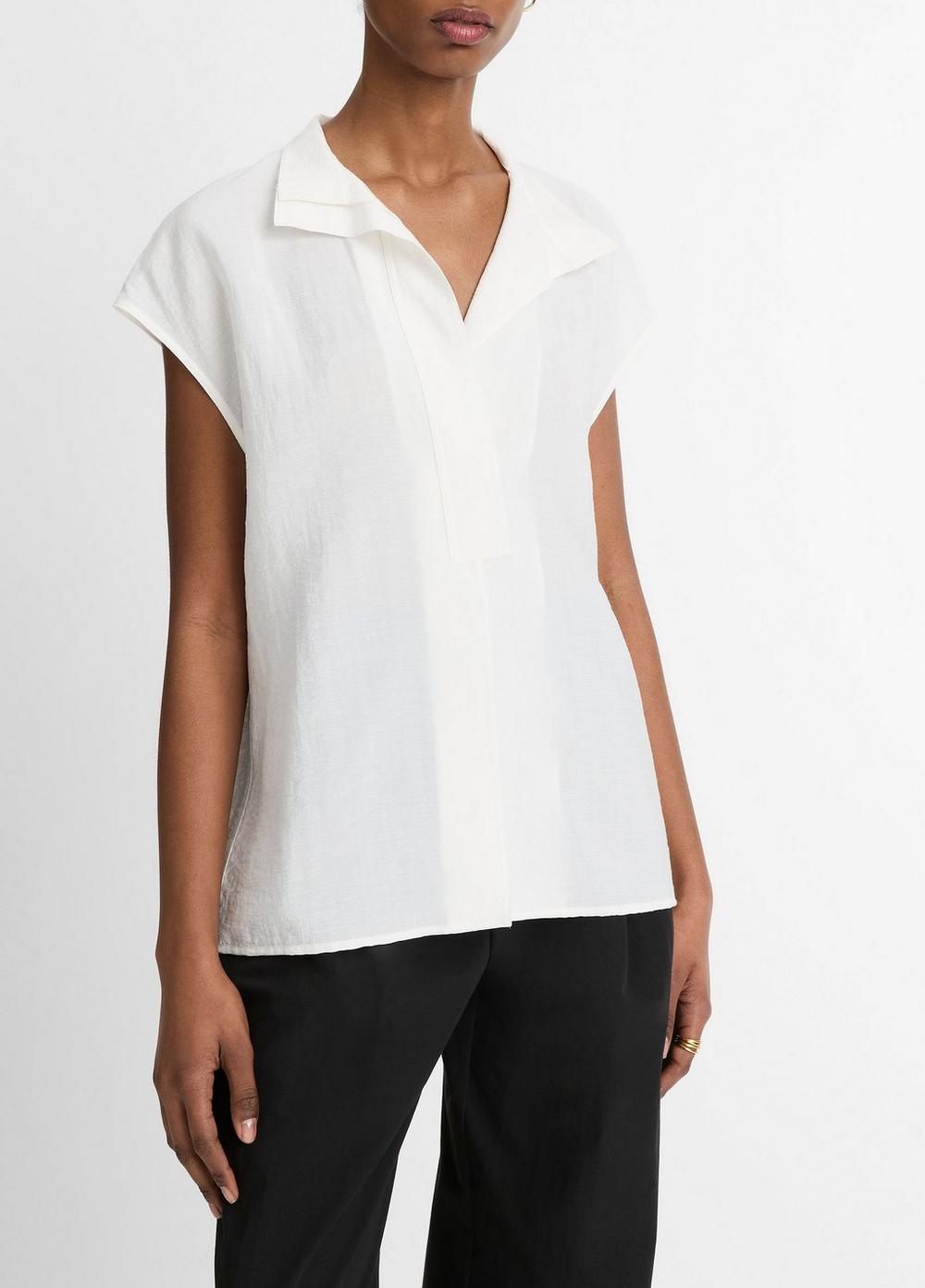 Voile Cap-Sleeve Blouse