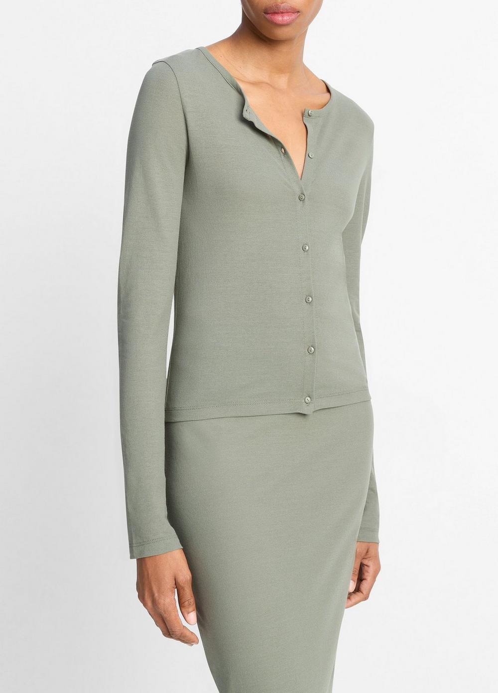 Cotton Crepe Jersey Cardigan