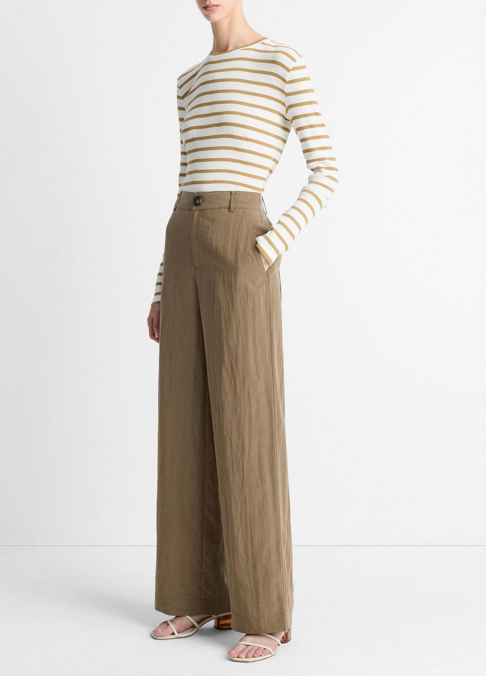 Textured Relaxed Wide-Leg Pant
