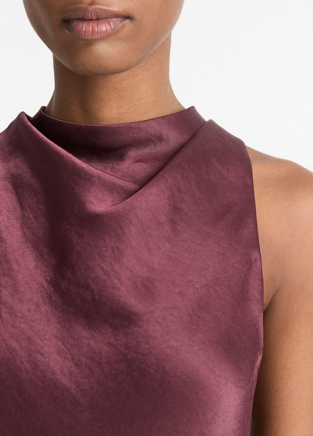Satin Cowl-Neck Bias Top