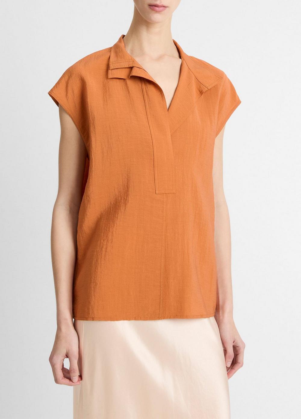 Voile Cap-Sleeve Blouse