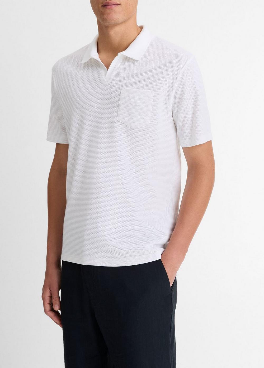 Cotton-Blend Johnny-Collar Polo Shirt