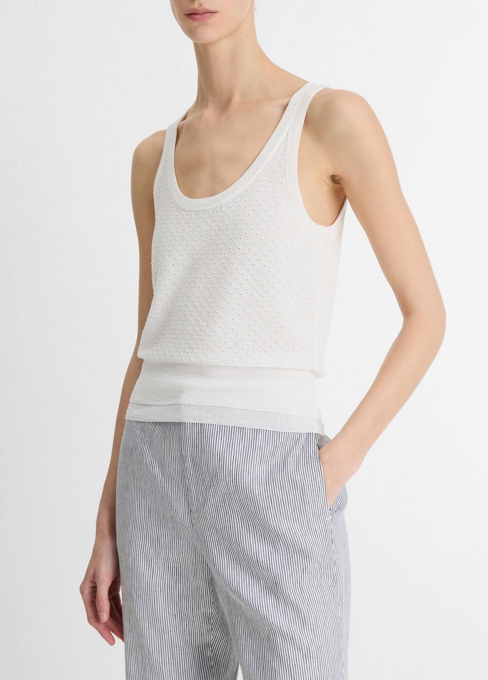 Italian Cotton-Blend Mesh Double-Layer Tank