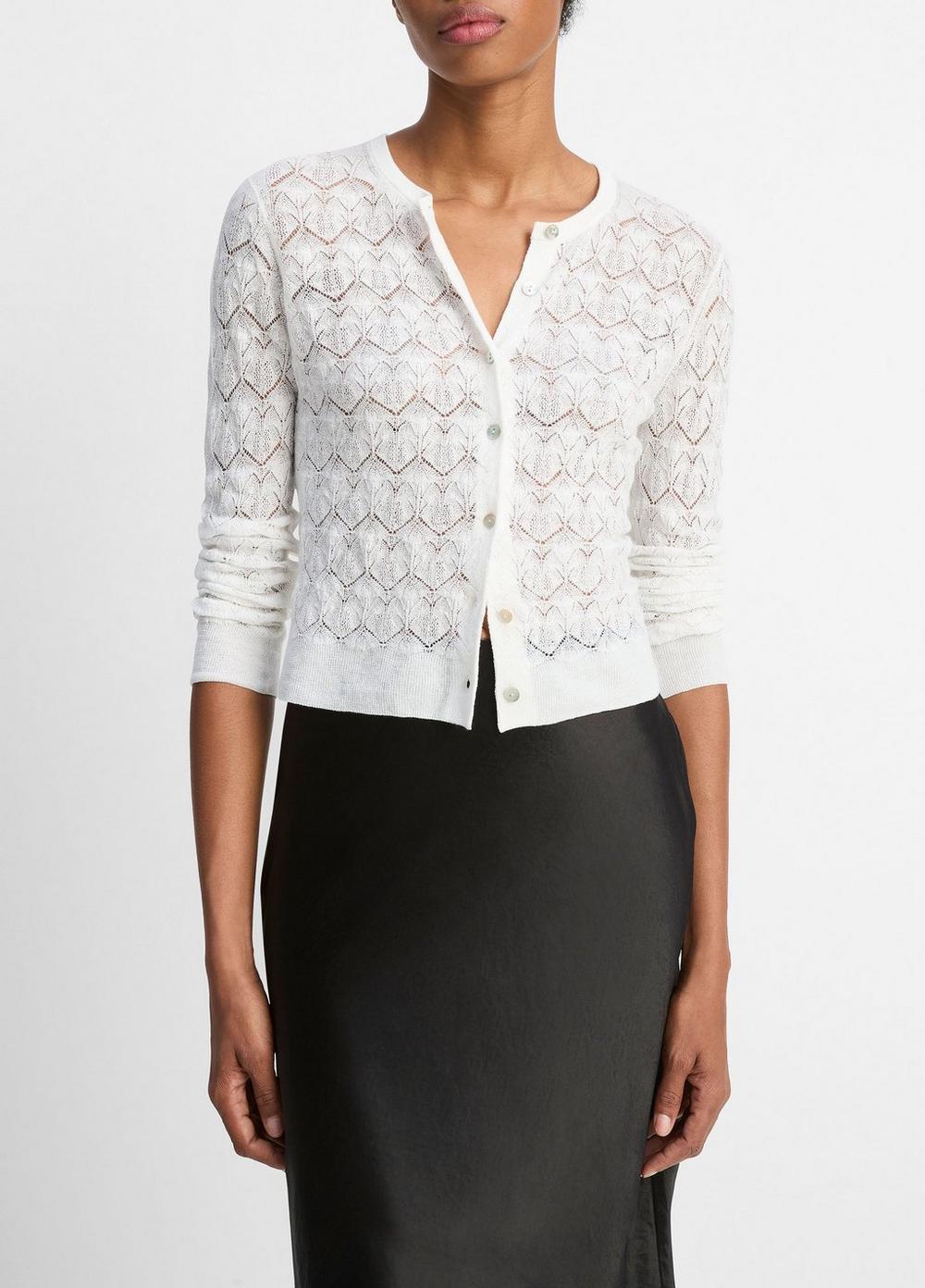 Lace-Stitch Cotton Cardigan