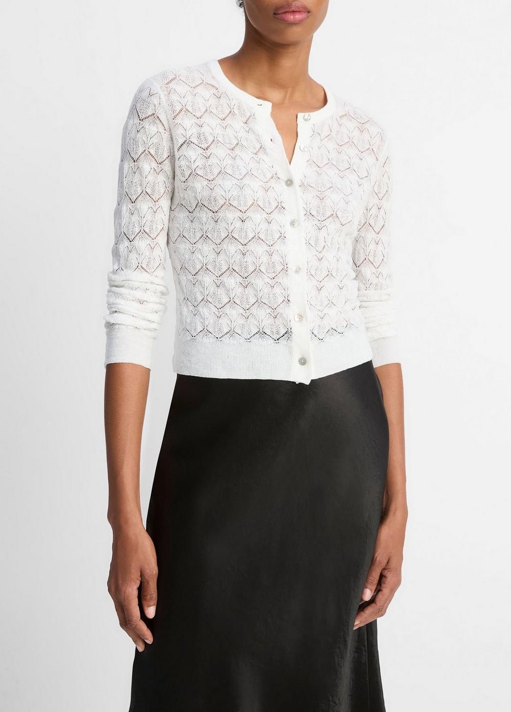 Lace-Stitch Cotton Cardigan