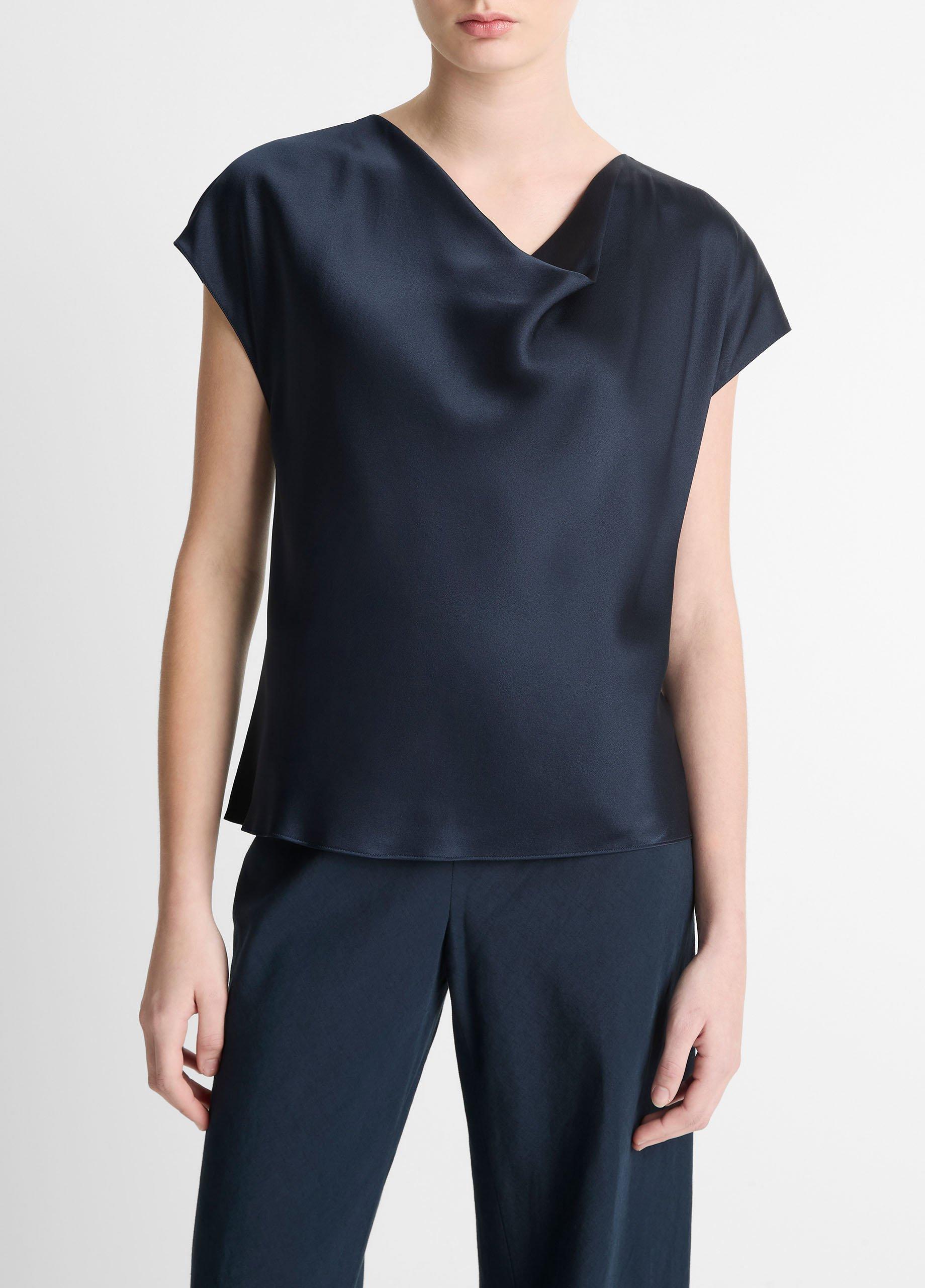 Silk Cowl-Neck Blouse