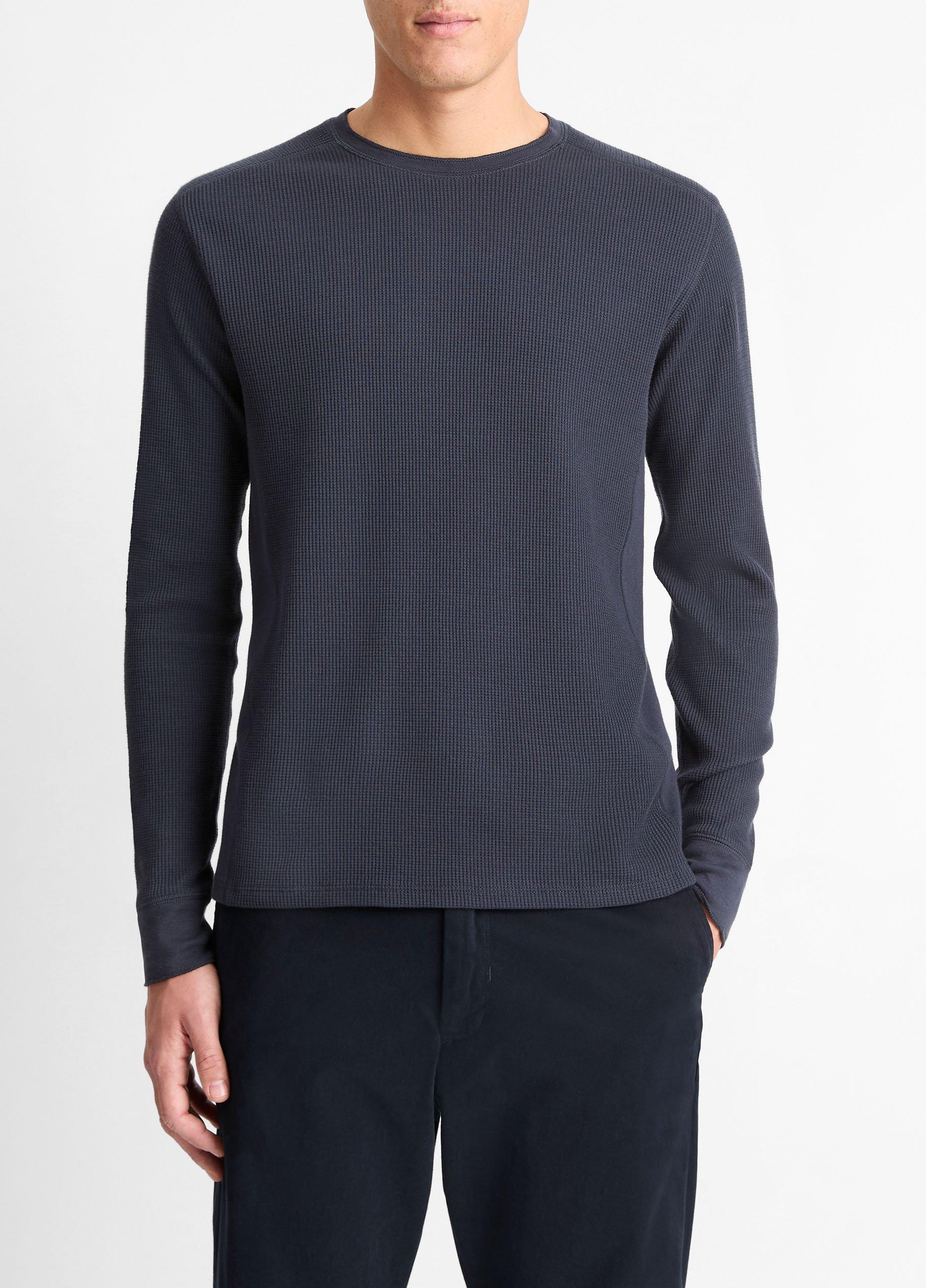 Pima Cotton-Blend Thermal Long-Sleeve Pullover