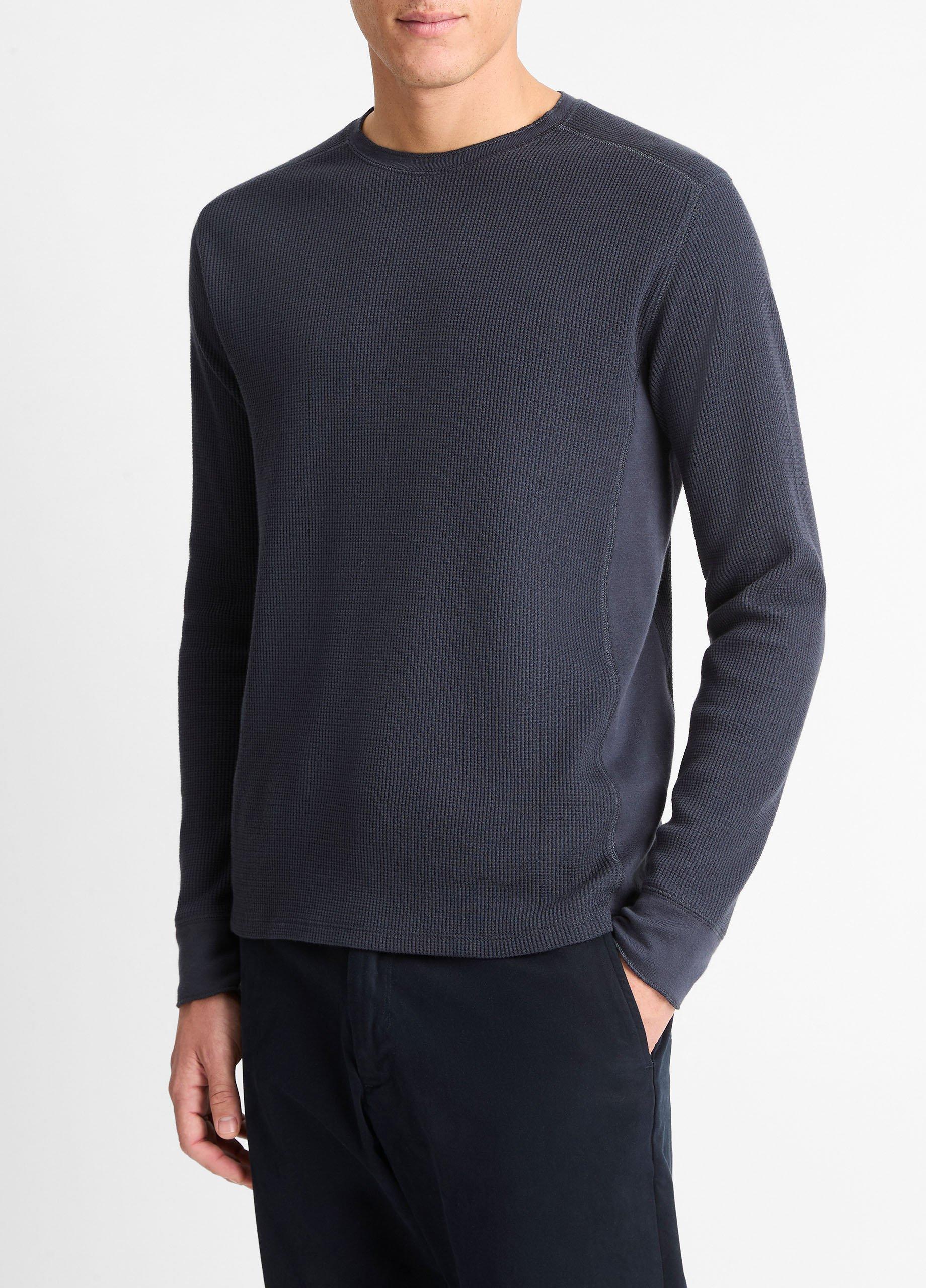 Pima Cotton-Blend Thermal Long-Sleeve Pullover