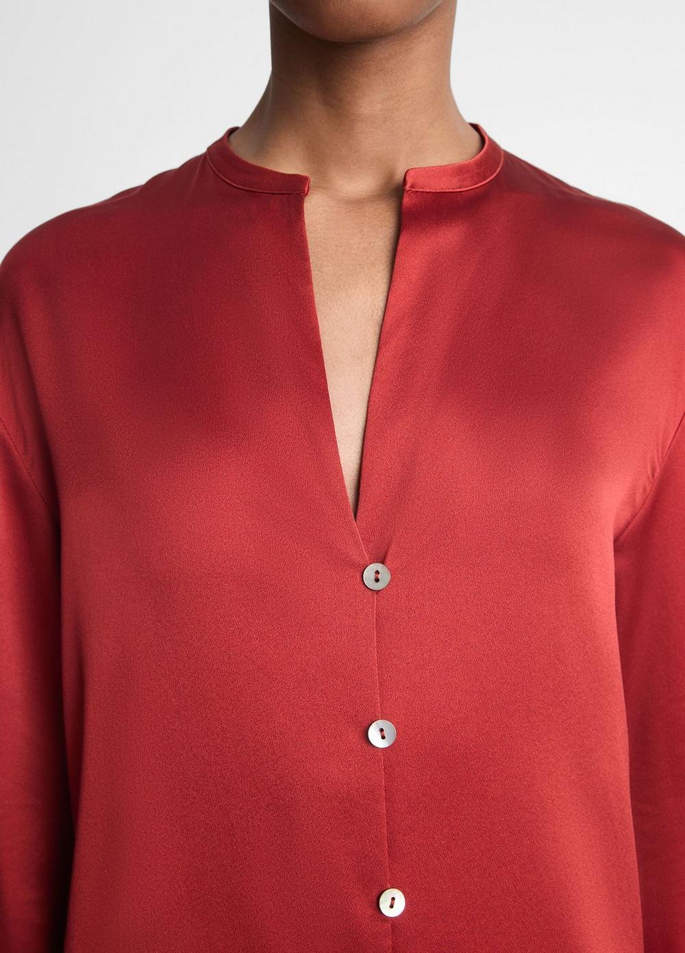 Silk Band-Collar Blouse