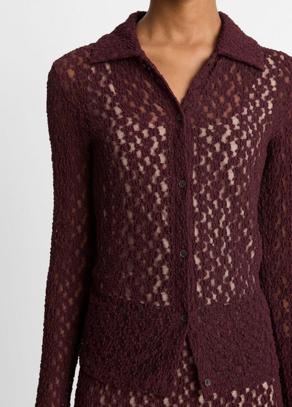 Floral Smocked Long-Sleeve Button-Up Top