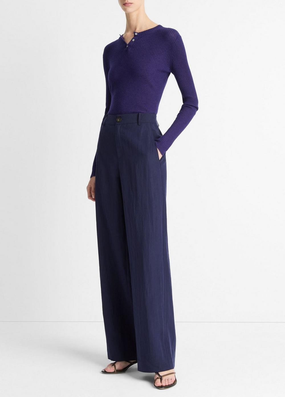 Textured Relaxed Wide-Leg Pant
