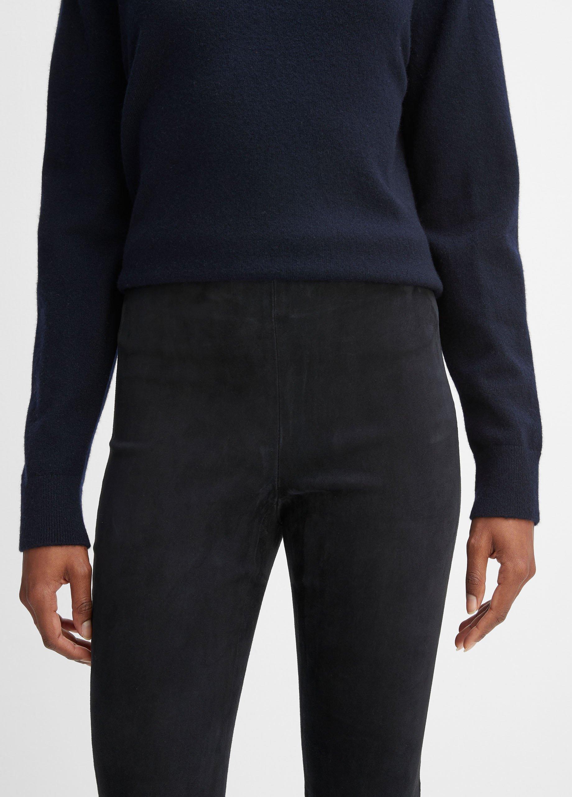 Stretch Suede Split Hem Crop Legging