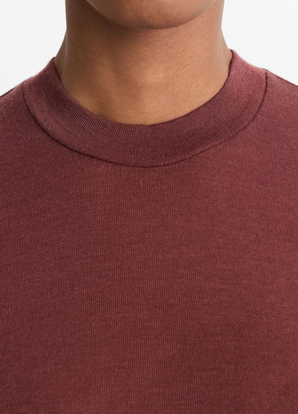 Wool Three-Quarter-Sleeve Mock-Neck Top